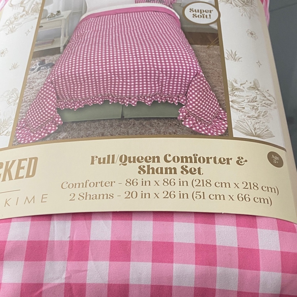 Wicked Pink Gingham Comforter & Sham Set full size - Picture 2 of 5
